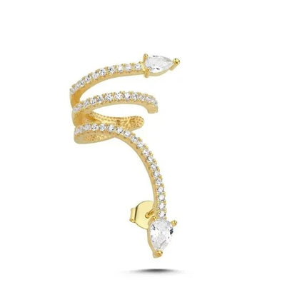 Maison Irem Snake Earring cuff in Gold 18k gold diamond